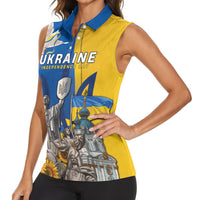 Personalized Ukraine Independence Day Women Sleeveless Polo Shirt Tryzub Heritage Freedom Pride