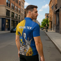 Personalized Ukraine Independence Day Zipper Polo Shirt Tryzub Heritage Freedom Pride