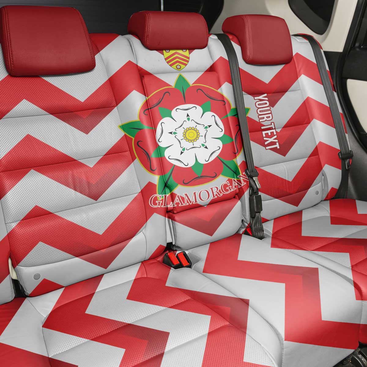 Personalized Glamorgan Wales Back Car Seat Cover The Tudor Rose Of Wales - Wonder Print Shop