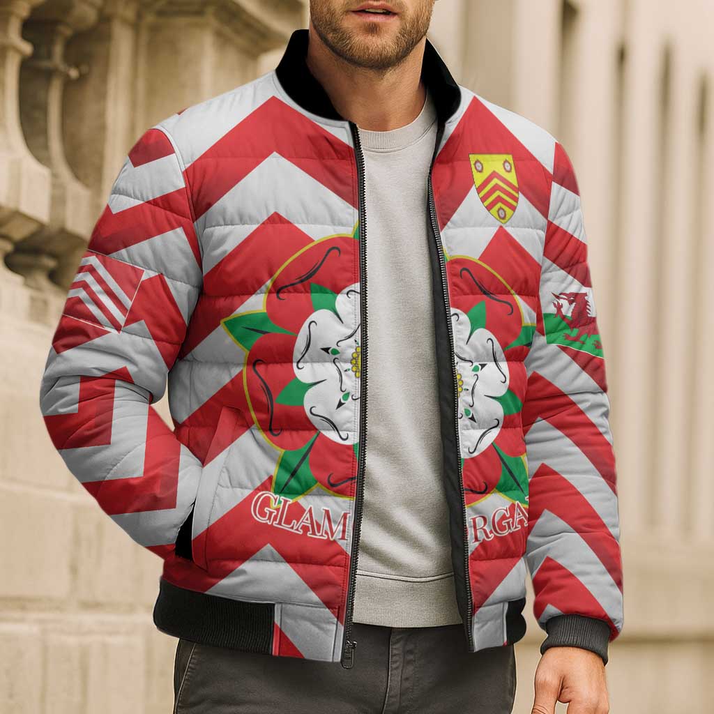 Personalized Glamorgan Wales Bomber Puffer Jacket The Tudor Rose Of Wales - Wonder Print Shop