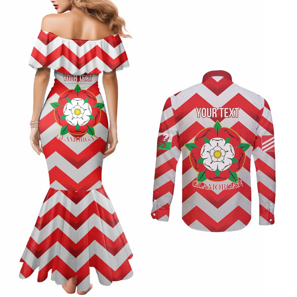 Personalized Glamorgan Wales Couples Matching Mermaid Dress and Long Sleeve Button Shirt The Tudor Rose Of Wales - Wonder Print Shop