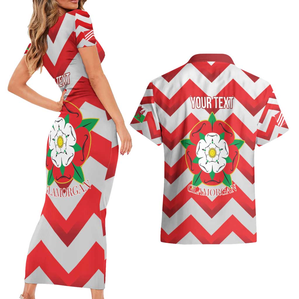 Personalized Glamorgan Wales Couples Matching Short Sleeve Bodycon Dress and Hawaiian Shirt The Tudor Rose Of Wales - Wonder Print Shop