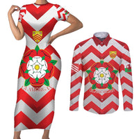Personalized Glamorgan Wales Couples Matching Short Sleeve Bodycon Dress and Long Sleeve Button Shirt The Tudor Rose Of Wales - Wonder Print Shop
