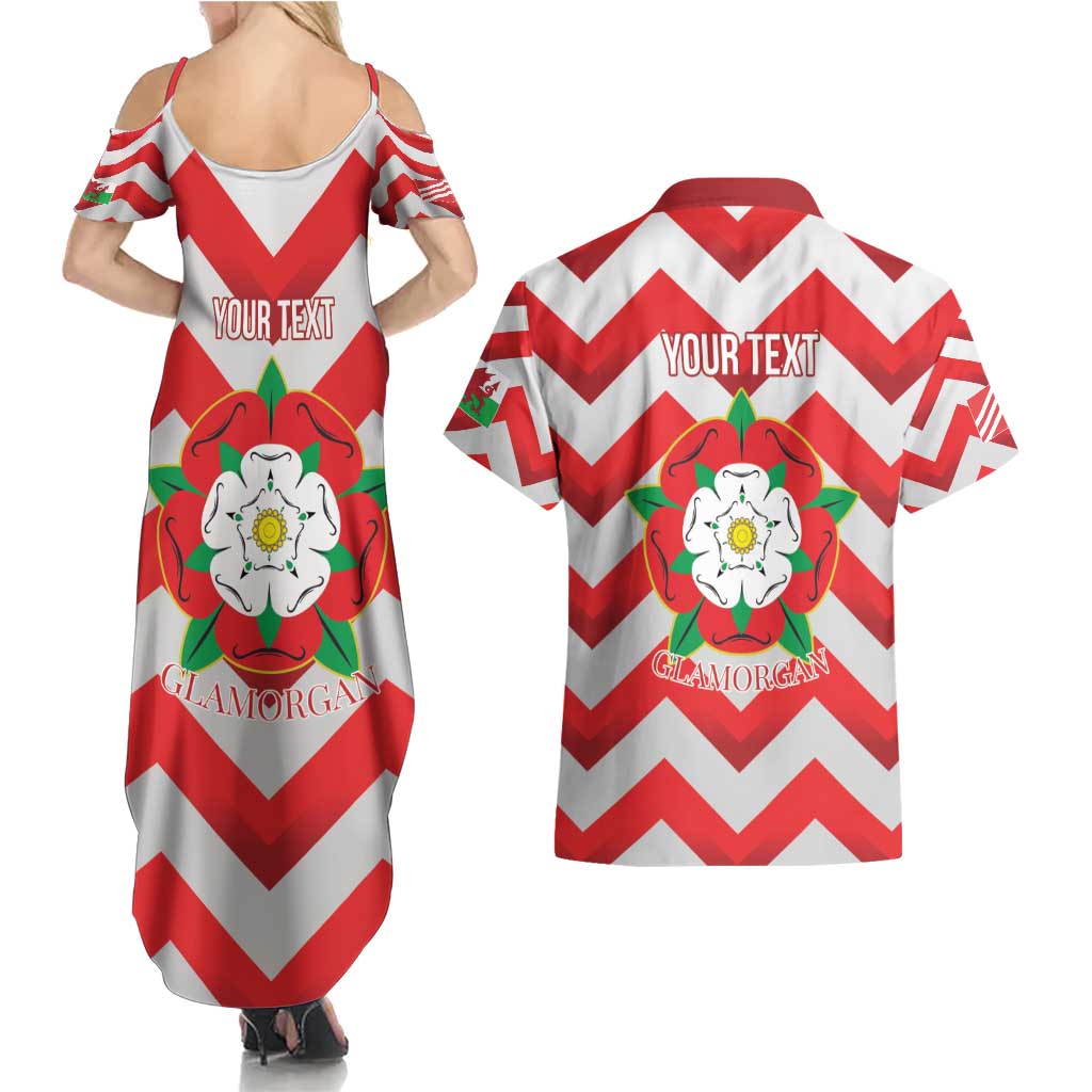 Personalized Glamorgan Wales Couples Matching Summer Maxi Dress and Hawaiian Shirt The Tudor Rose Of Wales - Wonder Print Shop