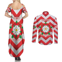 Personalized Glamorgan Wales Couples Matching Summer Maxi Dress and Long Sleeve Button Shirt The Tudor Rose Of Wales - Wonder Print Shop