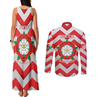 Personalized Glamorgan Wales Couples Matching Tank Maxi Dress and Long Sleeve Button Shirt The Tudor Rose Of Wales - Wonder Print Shop