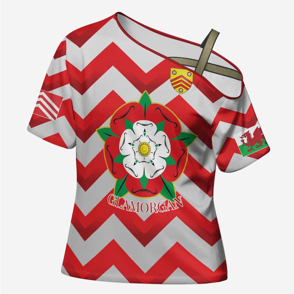 Personalized Glamorgan Wales Cross Shoulder Shirt The Tudor Rose Of Wales - Wonder Print Shop