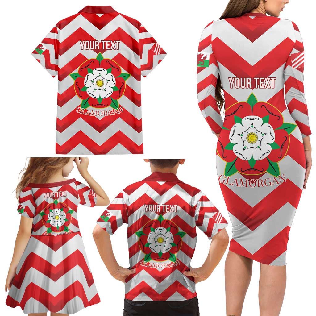 Personalized Glamorgan Wales Family Matching Long Sleeve Bodycon Dress and Hawaiian Shirt The Tudor Rose Of Wales - Wonder Print Shop