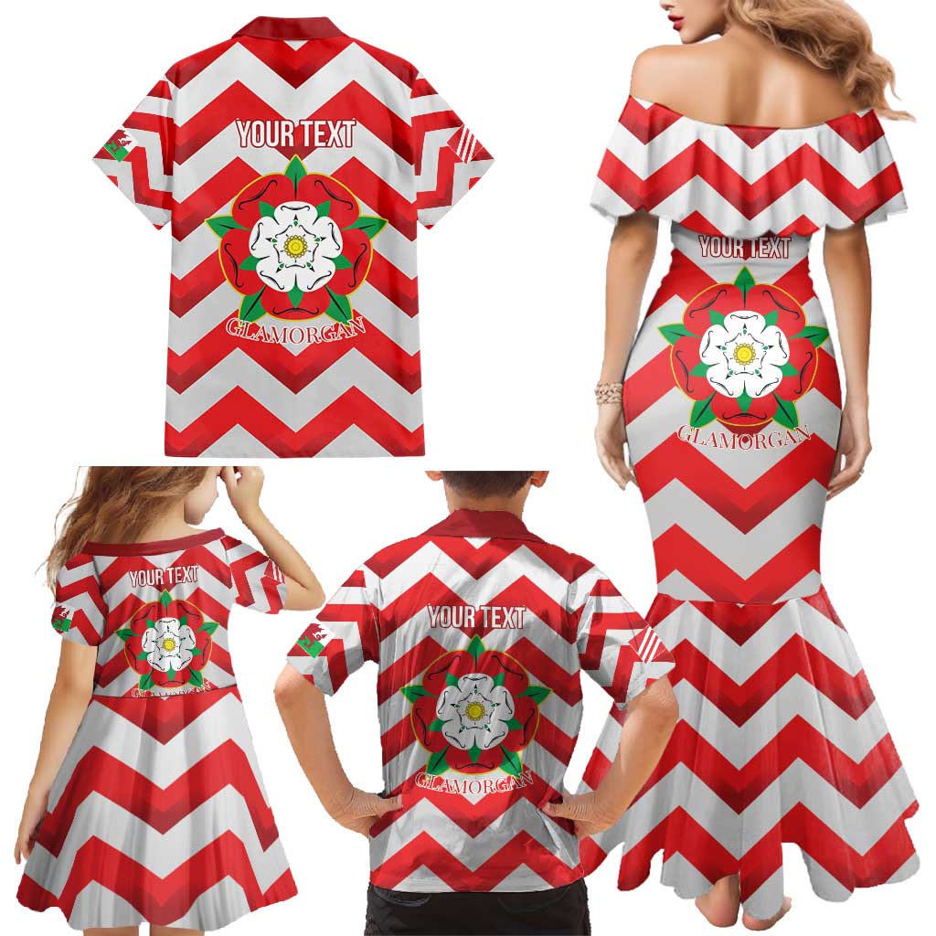 Personalized Glamorgan Wales Family Matching Mermaid Dress and Hawaiian Shirt The Tudor Rose Of Wales - Wonder Print Shop