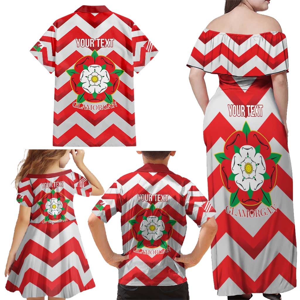 Personalized Glamorgan Wales Family Matching Off Shoulder Maxi Dress and Hawaiian Shirt The Tudor Rose Of Wales - Wonder Print Shop