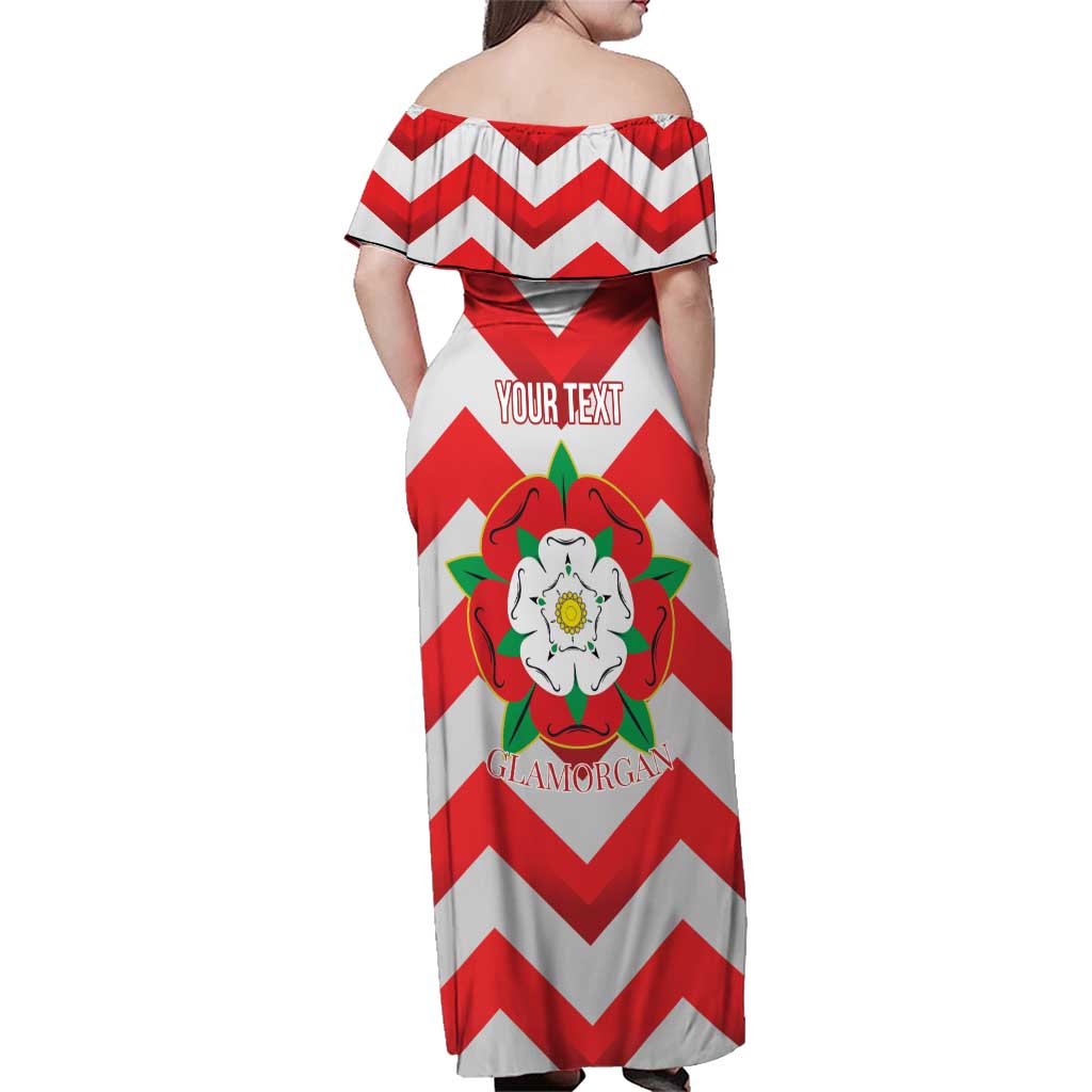 Personalized Glamorgan Wales Family Matching Off Shoulder Maxi Dress and Hawaiian Shirt The Tudor Rose Of Wales - Wonder Print Shop