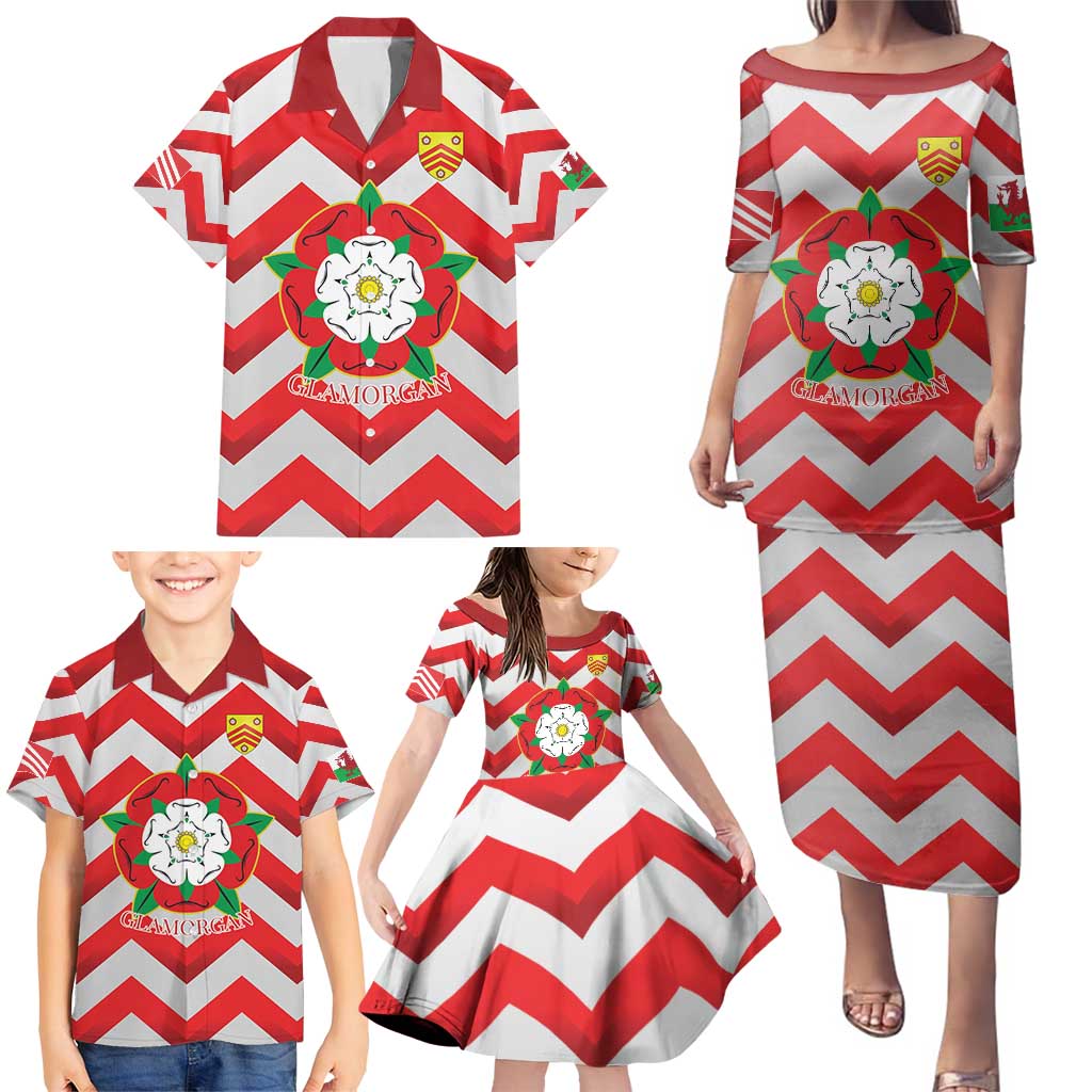 Personalized Glamorgan Wales Family Matching Puletasi and Hawaiian Shirt The Tudor Rose Of Wales - Wonder Print Shop