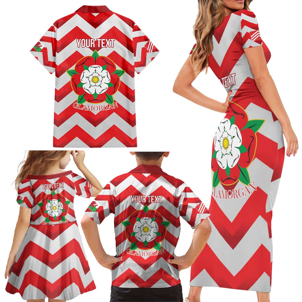 Personalized Glamorgan Wales Family Matching Short Sleeve Bodycon Dress and Hawaiian Shirt The Tudor Rose Of Wales - Wonder Print Shop