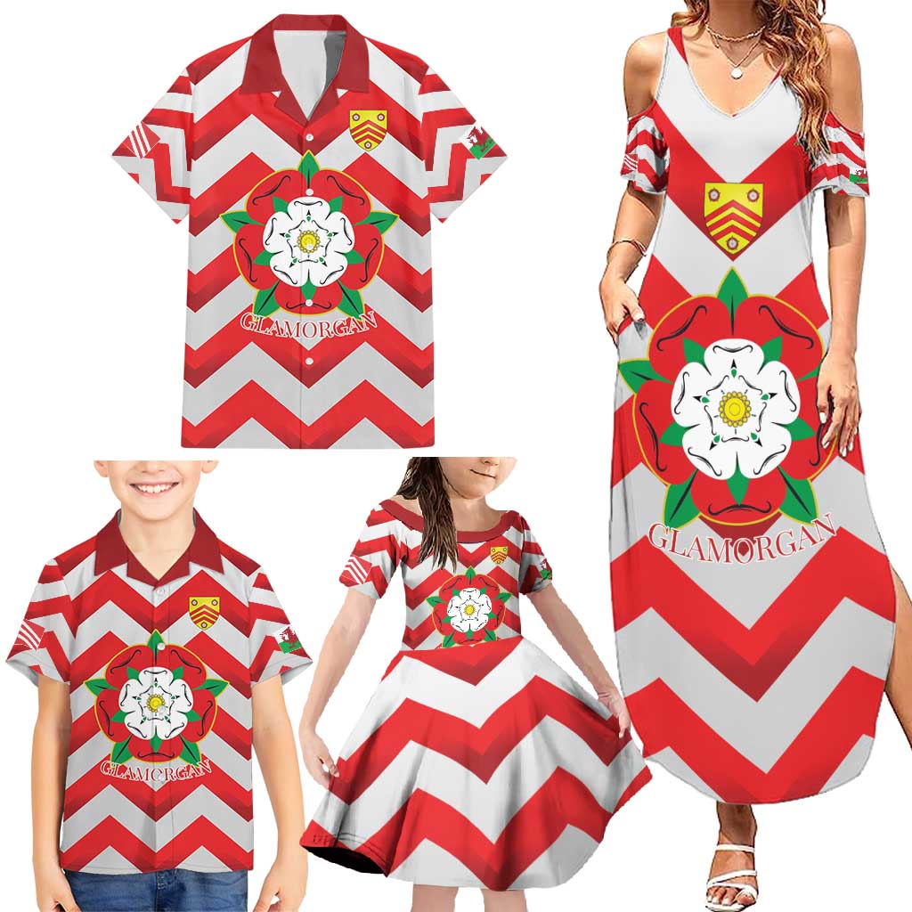 Personalized Glamorgan Wales Family Matching Summer Maxi Dress and Hawaiian Shirt The Tudor Rose Of Wales - Wonder Print Shop