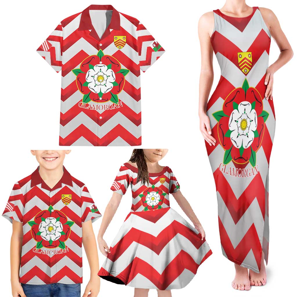 Personalized Glamorgan Wales Family Matching Tank Maxi Dress and Hawaiian Shirt The Tudor Rose Of Wales - Wonder Print Shop