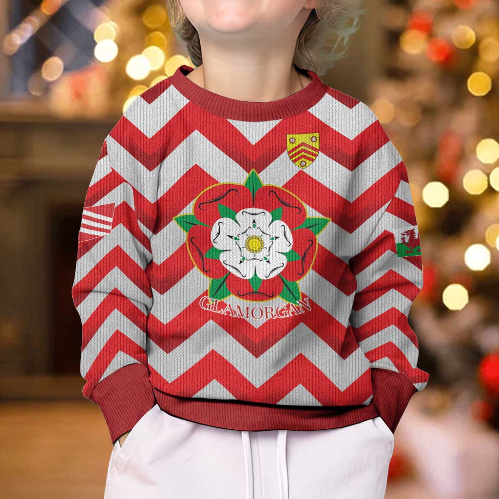 Personalized Glamorgan Wales Kid Ugly Christmas Sweater The Tudor Rose Of Wales - Wonder Print Shop