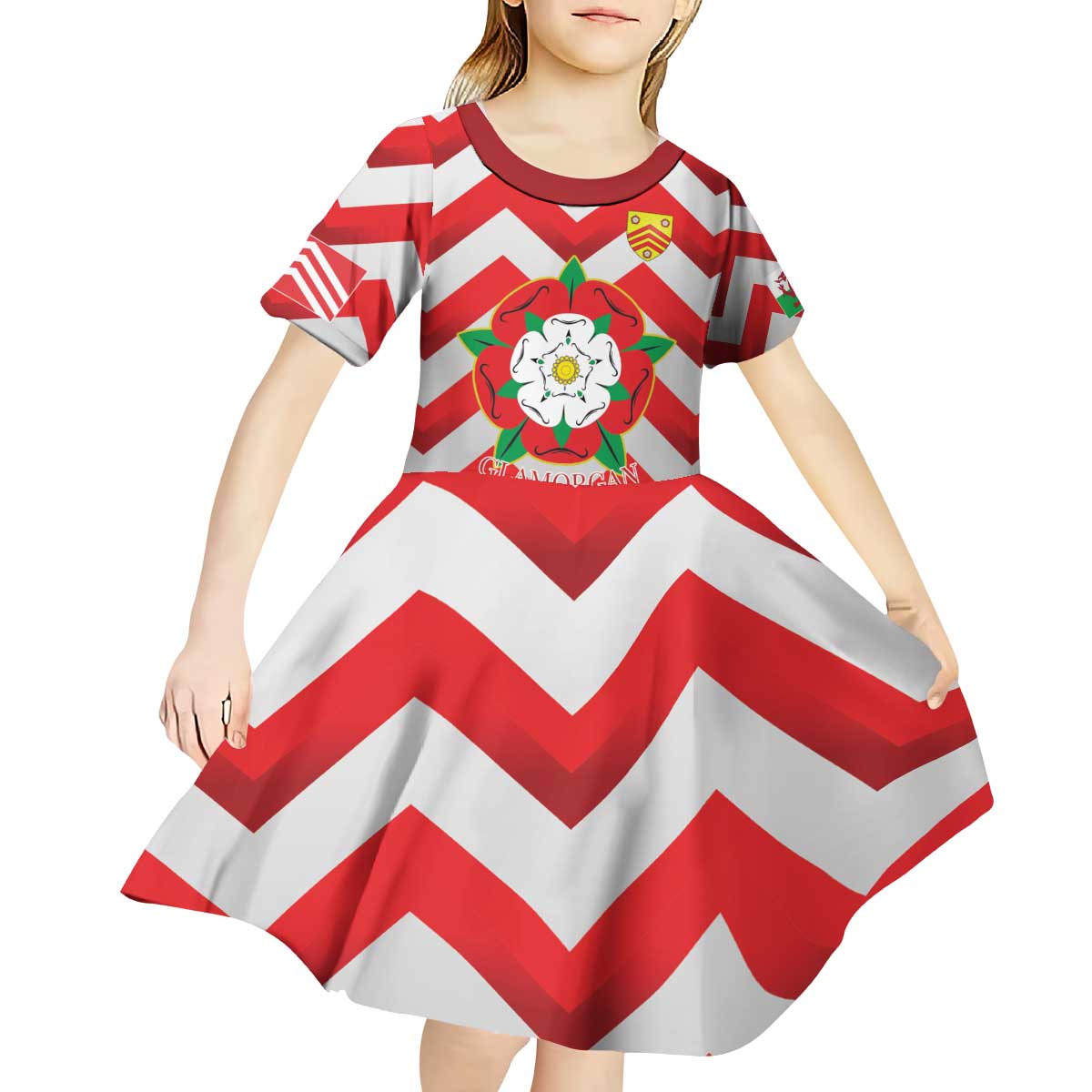 Personalized Glamorgan Wales Kid Short Sleeve Dress The Tudor Rose Of Wales - Wonder Print Shop