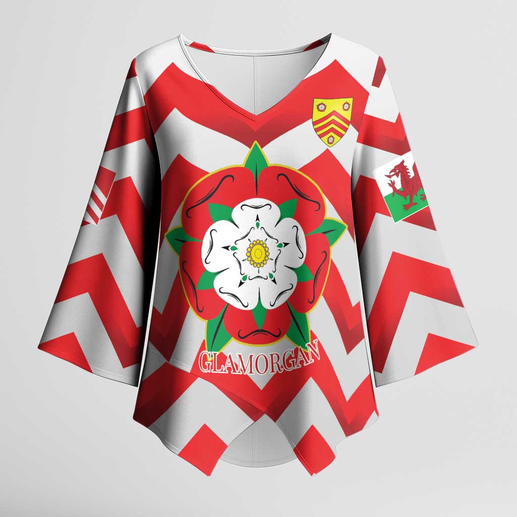Personalized Glamorgan Wales Kimono Sleeve Blouse The Tudor Rose Of Wales - Wonder Print Shop