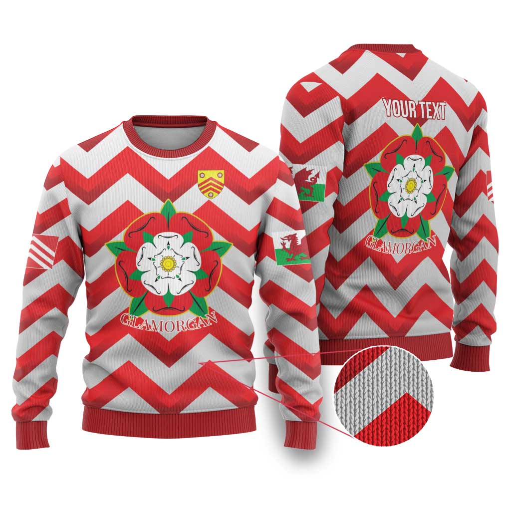 Personalized Glamorgan Wales Ugly Christmas Sweater The Tudor Rose Of Wales - Wonder Print Shop