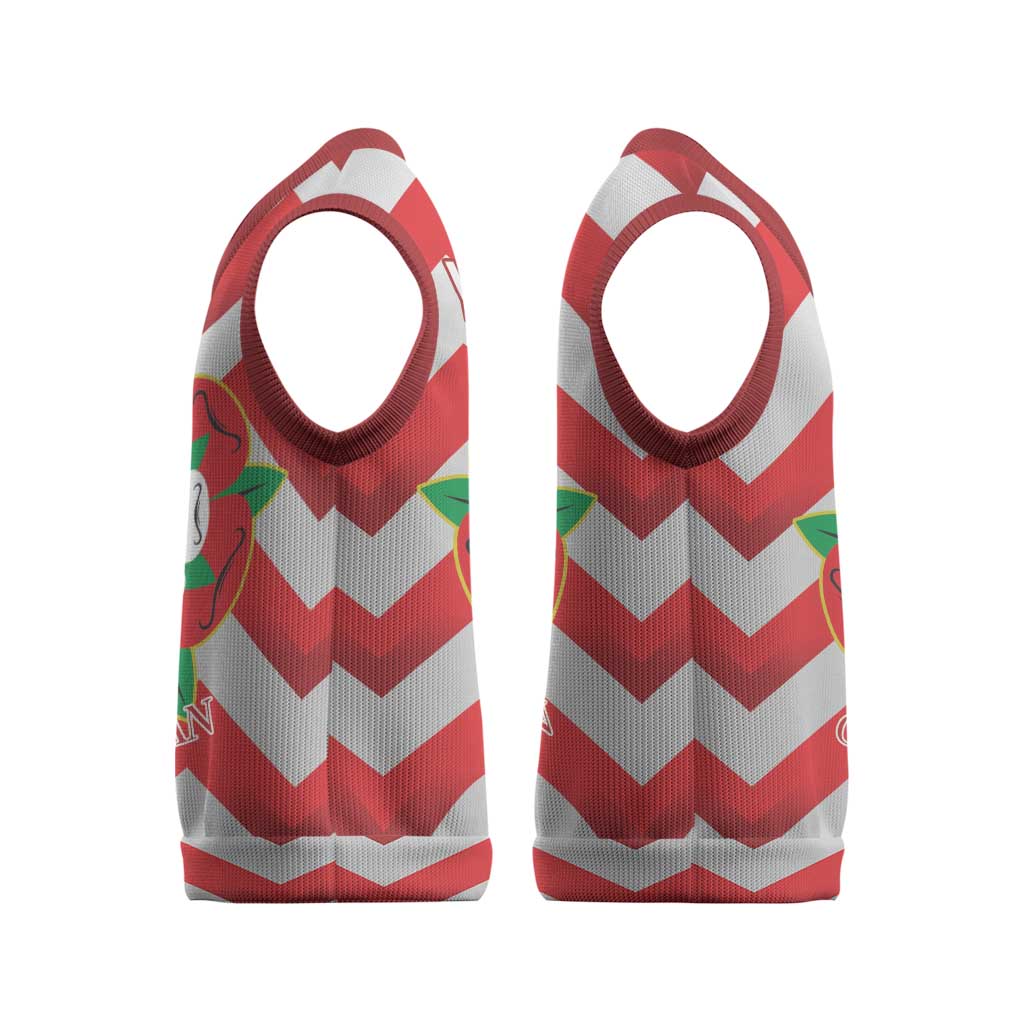 Personalized Glamorgan Wales Christmas Knitted V-Neck Vest The Tudor Rose Of Wales - Wonder Print Shop