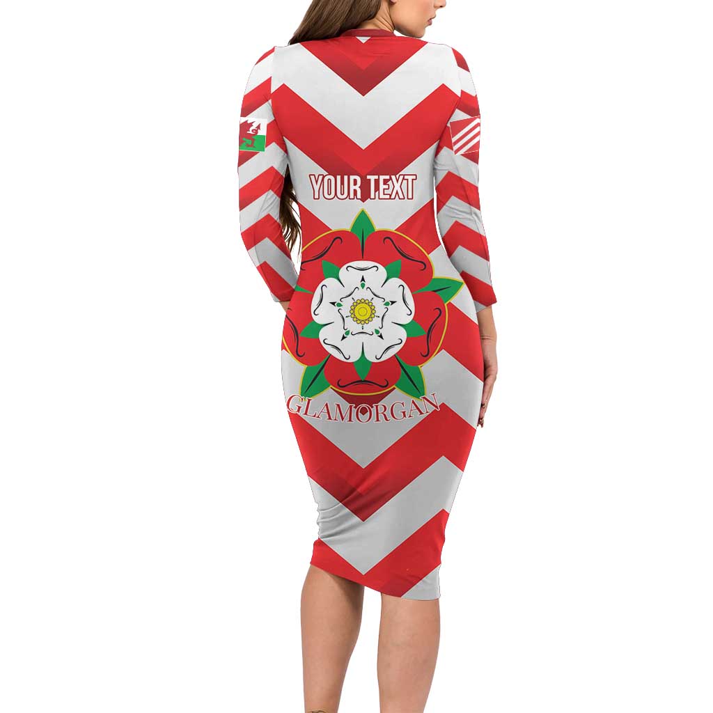 Personalized Glamorgan Wales Long Sleeve Bodycon Dress The Tudor Rose Of Wales - Wonder Print Shop