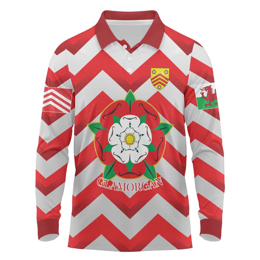 Personalized Glamorgan Wales Long Sleeve Polo Shirt The Tudor Rose Of Wales - Wonder Print Shop