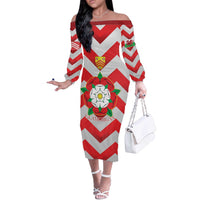 Personalized Glamorgan Wales Off The Shoulder Long Sleeve Dress The Tudor Rose Of Wales - Wonder Print Shop