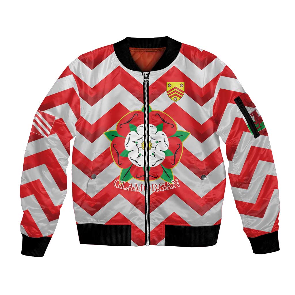 Personalized Glamorgan Wales Sleeve Zip Bomber Jacket The Tudor Rose Of Wales - Wonder Print Shop