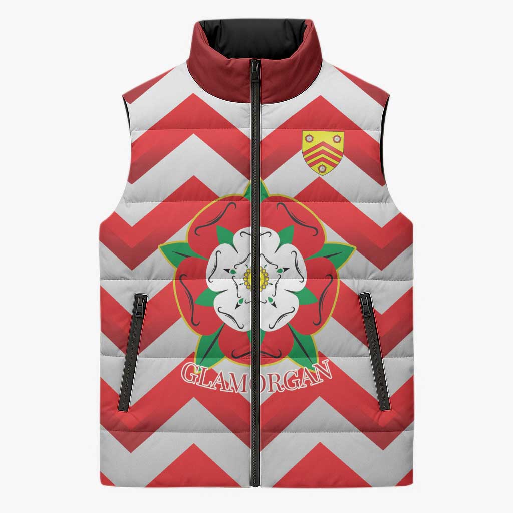 Personalized Glamorgan Wales Sleeveless Puffer Jacket The Tudor Rose Of Wales - Wonder Print Shop