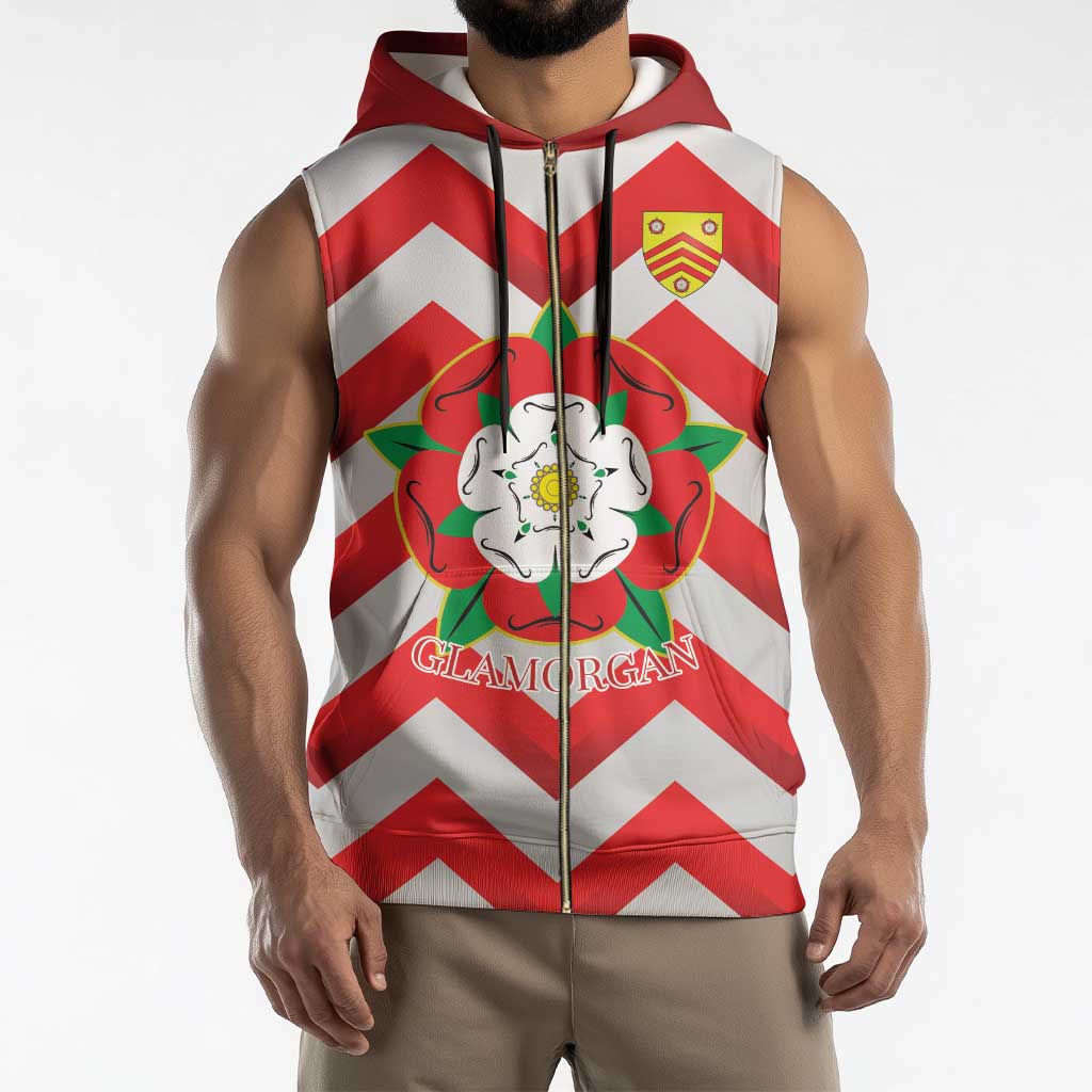 Personalized Glamorgan Wales Sleeveless Zip Hoodie The Tudor Rose Of Wales - Wonder Print Shop