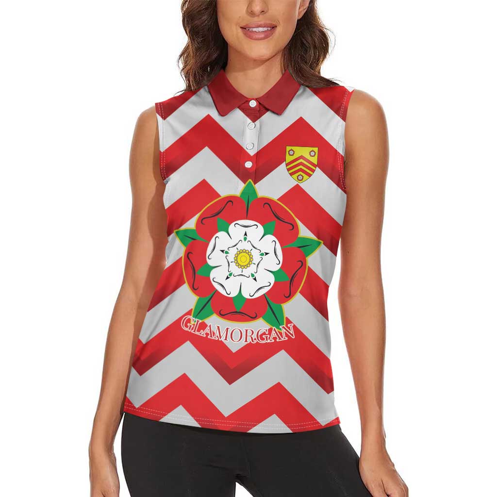 Personalized Glamorgan Wales Women Sleeveless Polo Shirt The Tudor Rose Of Wales - Wonder Print Shop