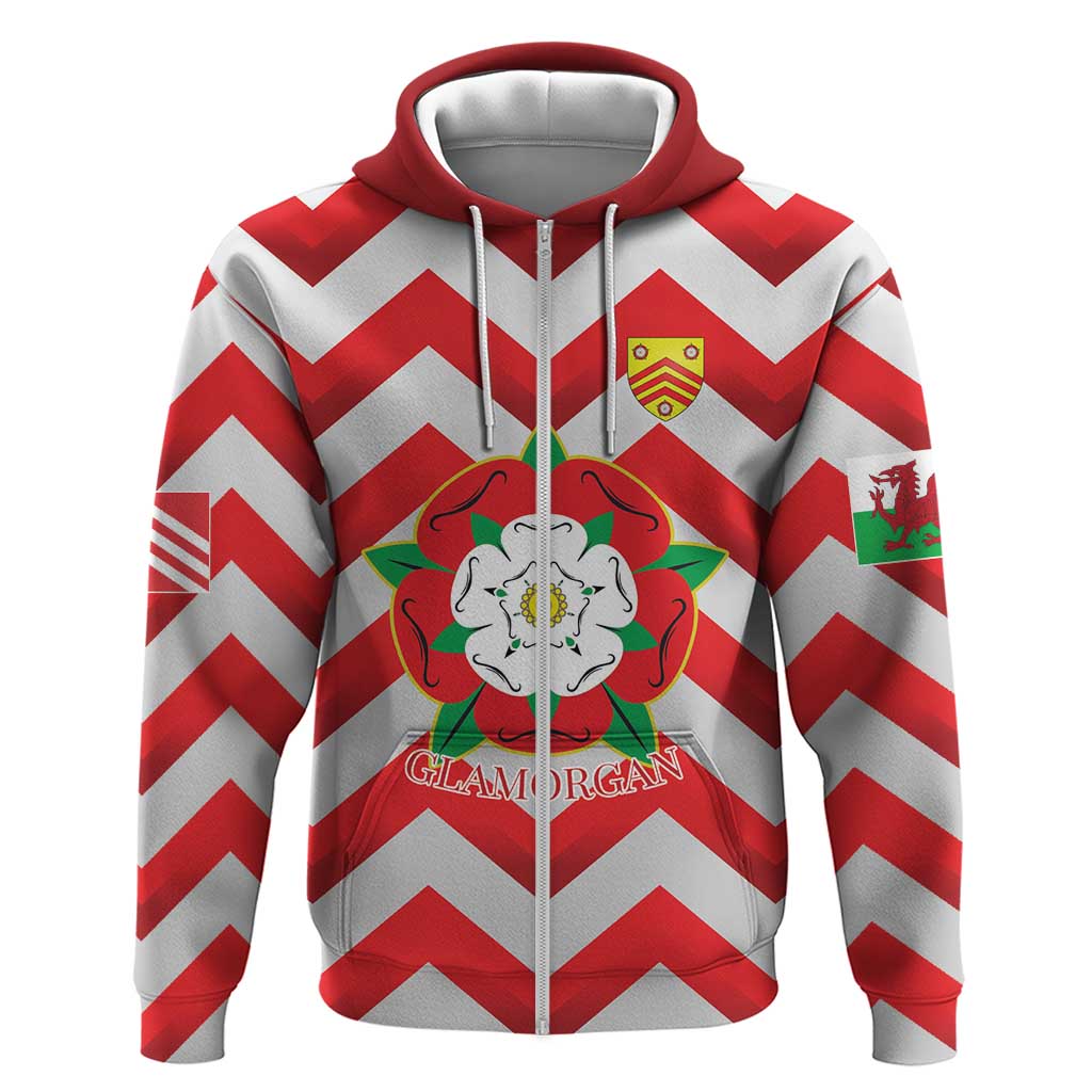 Personalized Glamorgan Wales Zip Hoodie The Tudor Rose Of Wales - Wonder Print Shop
