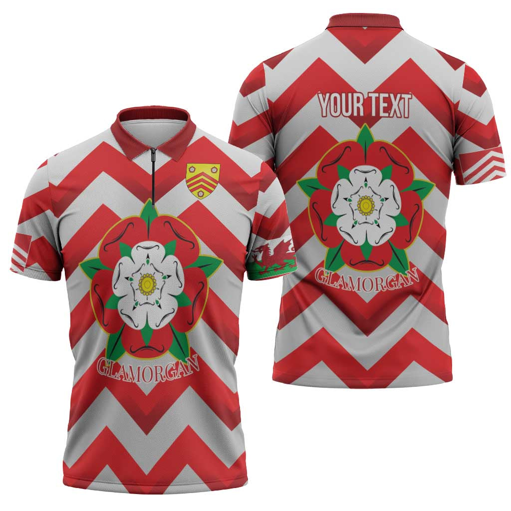 Personalized Glamorgan Wales Zipper Polo Shirt The Tudor Rose Of Wales - Wonder Print Shop