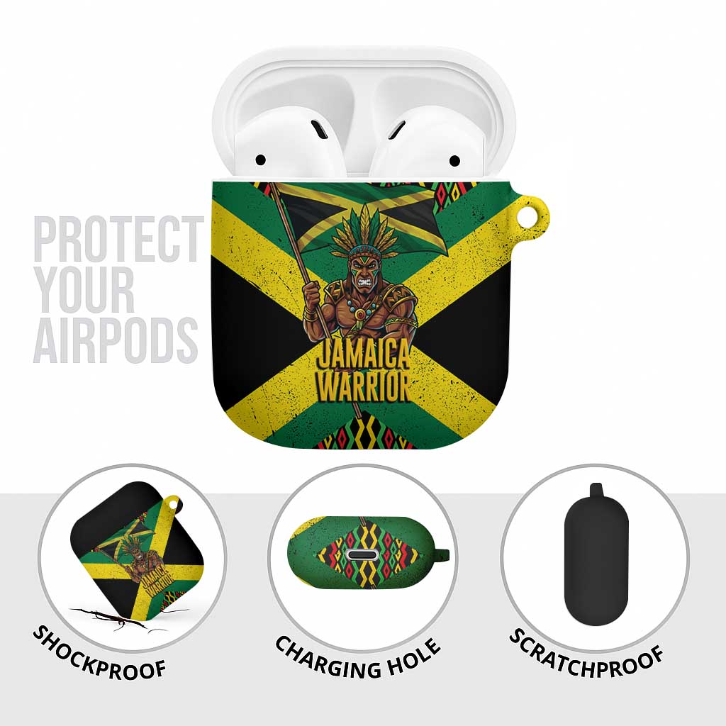 Jamaica Warrior Spirit AirPods Case Tribal Fighter in Reggae Colors - Wonder Print Shop