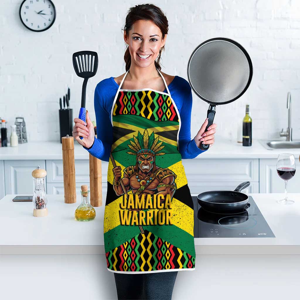 Jamaica Warrior Spirit Apron Tribal Fighter in Reggae Colors - Wonder Print Shop