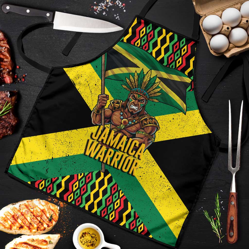 Jamaica Warrior Spirit Apron Tribal Fighter in Reggae Colors - Wonder Print Shop