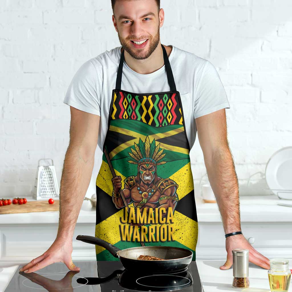 Jamaica Warrior Spirit Apron Tribal Fighter in Reggae Colors - Wonder Print Shop