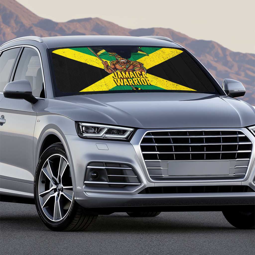 Jamaica Warrior Spirit Auto Sun Shade Tribal Fighter in Reggae Colors - Wonder Print Shop