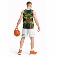 Jamaica Warrior Spirit Basketball Jersey Tribal Fighter in Reggae Colors - Wonder Print Shop
