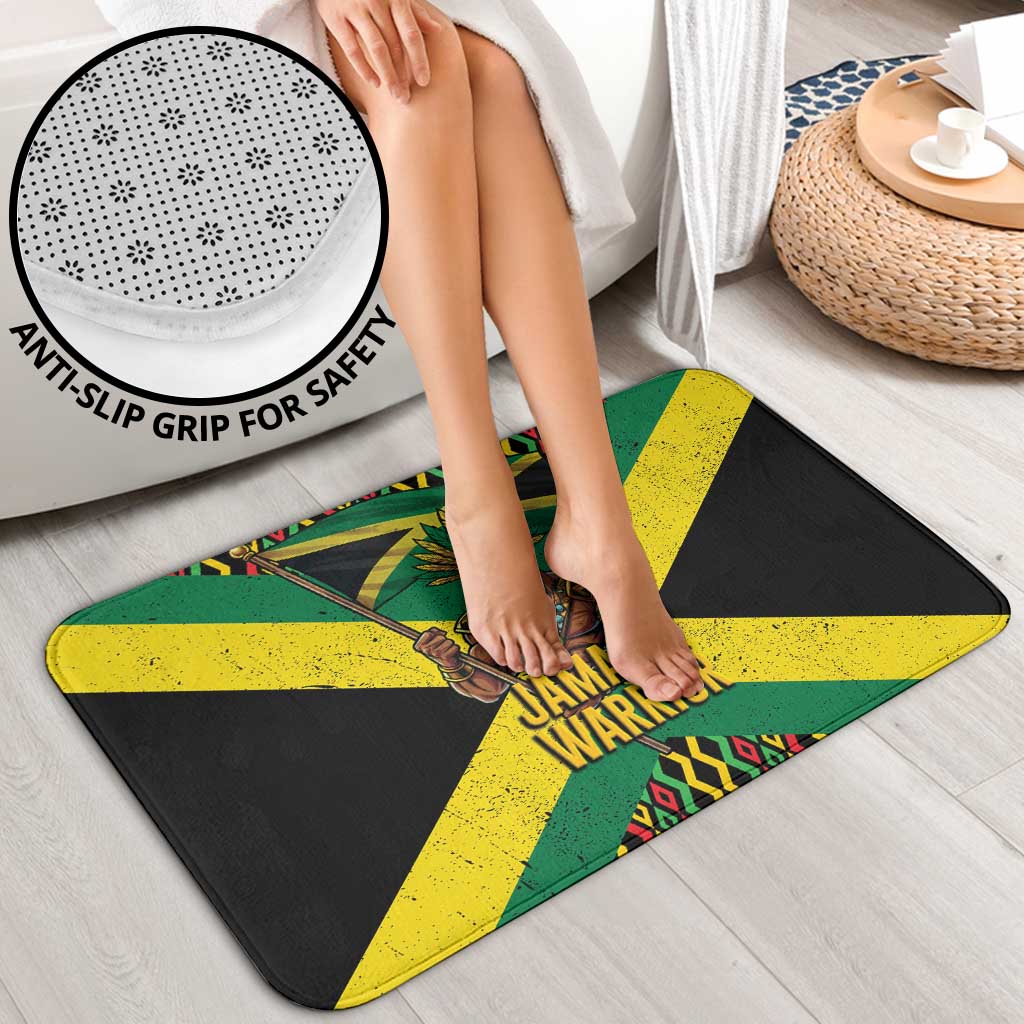 Jamaica Warrior Spirit Bathroom Set Tribal Fighter in Reggae Colors - Wonder Print Shop