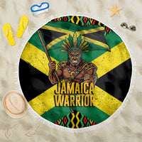 Jamaica Warrior Spirit Beach Blanket Tribal Fighter in Reggae Colors - Wonder Print Shop