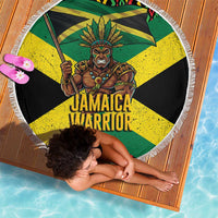 Jamaica Warrior Spirit Beach Blanket Tribal Fighter in Reggae Colors - Wonder Print Shop