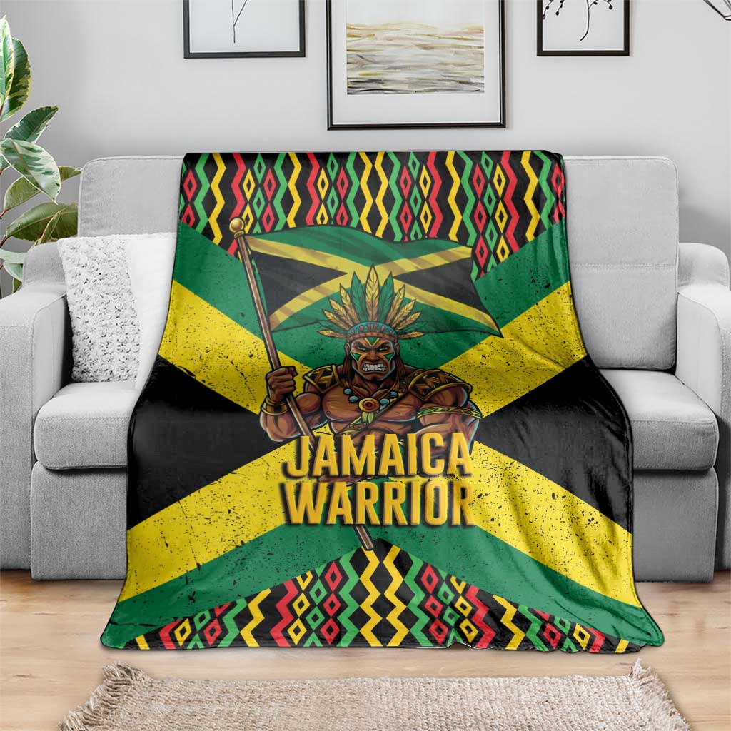 Jamaica Warrior Spirit Blanket Tribal Fighter in Reggae Colors - Wonder Print Shop