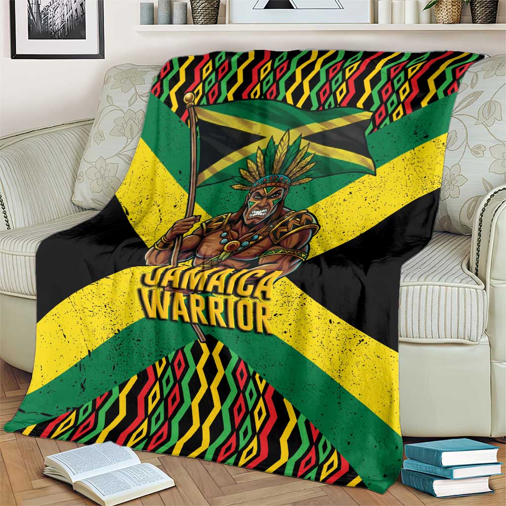 Jamaica Warrior Spirit Blanket Tribal Fighter in Reggae Colors - Wonder Print Shop