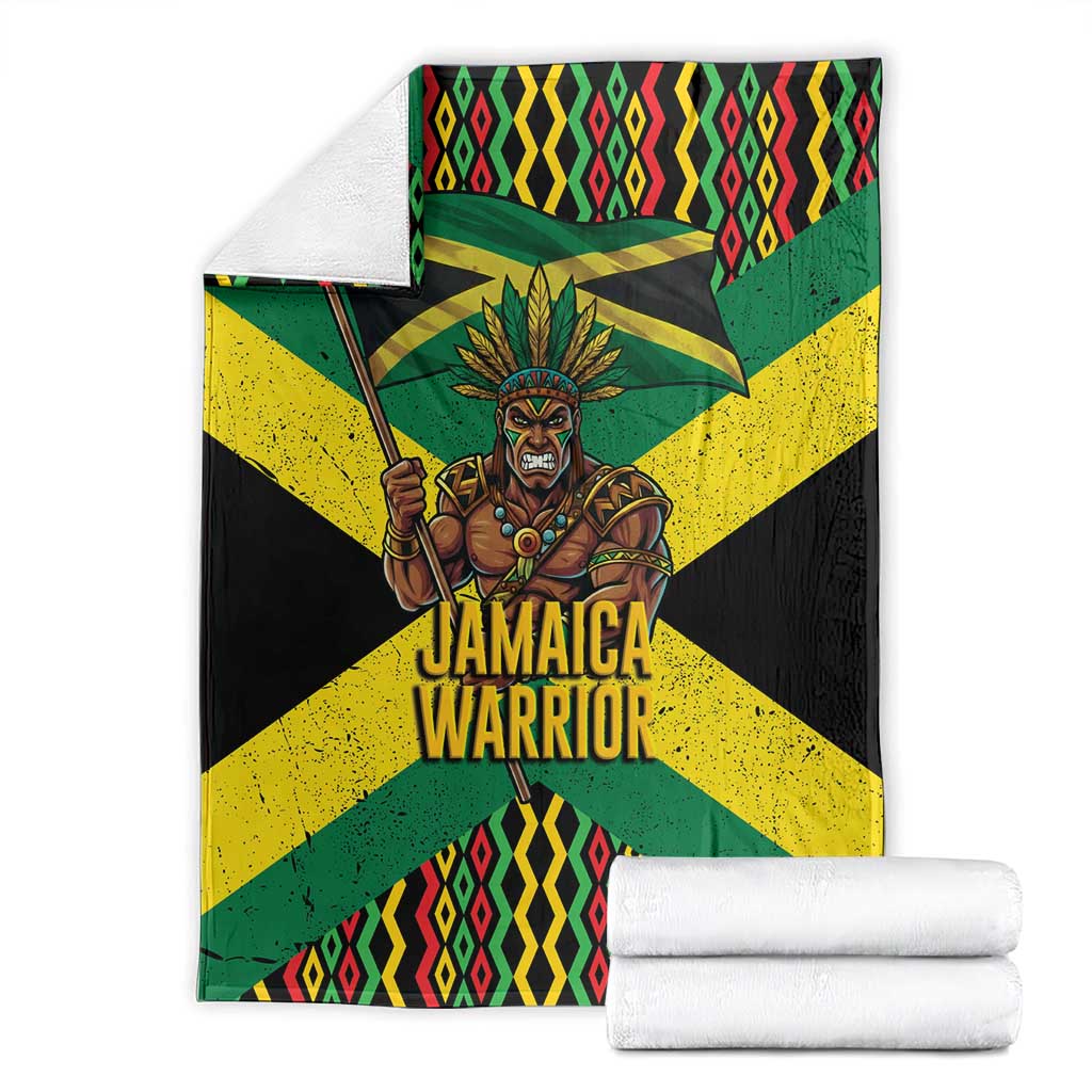 Jamaica Warrior Spirit Blanket Tribal Fighter in Reggae Colors - Wonder Print Shop