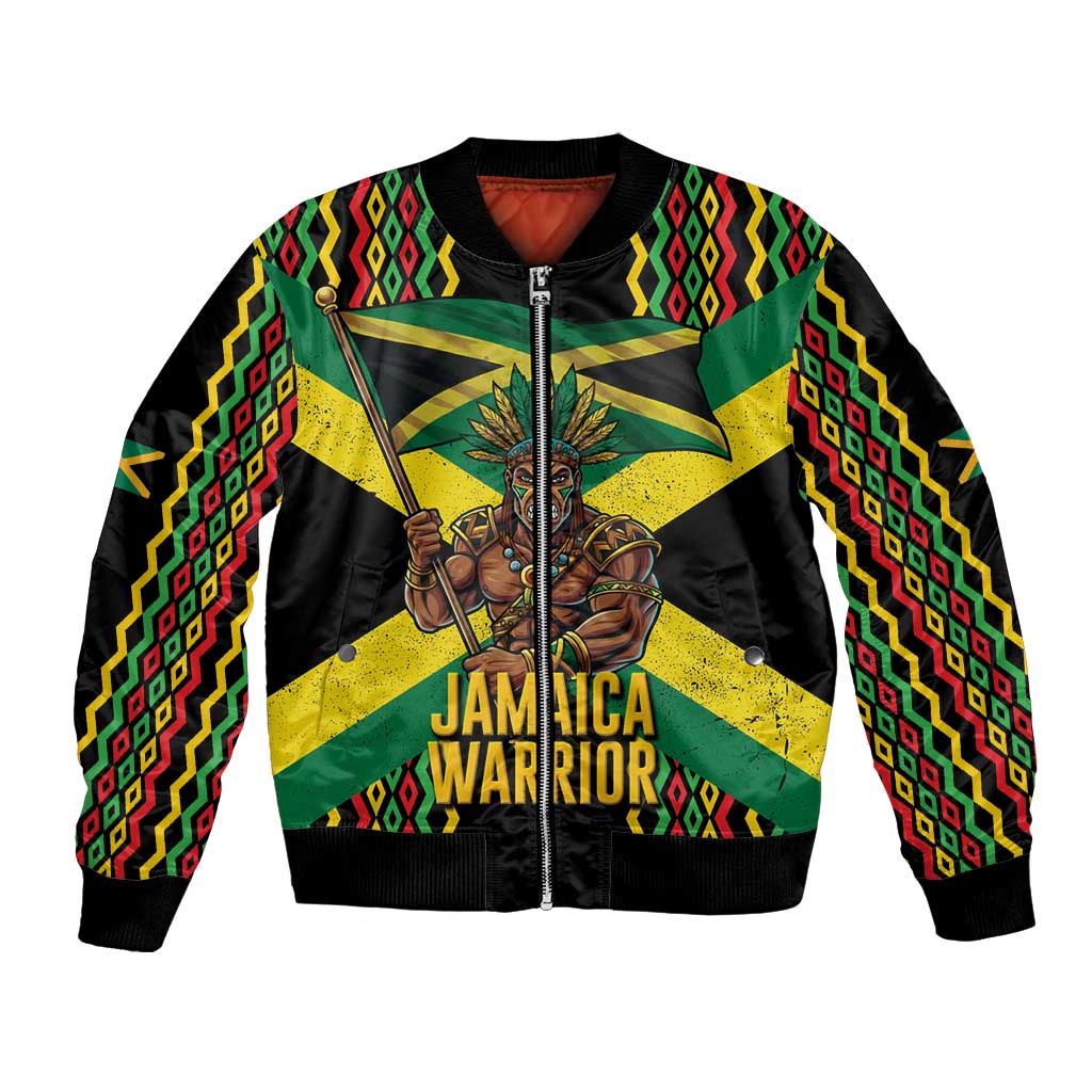 Jamaica Warrior Spirit Bomber Jacket Tribal Fighter in Reggae Colors - Wonder Print Shop