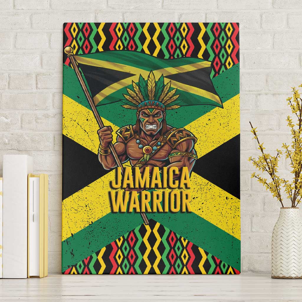 Jamaica Warrior Spirit Canvas Wall Art Tribal Fighter in Reggae Colors - Wonder Print Shop