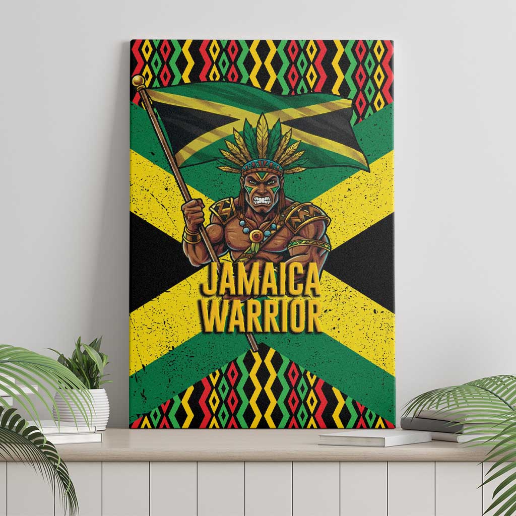 Jamaica Warrior Spirit Canvas Wall Art Tribal Fighter in Reggae Colors - Wonder Print Shop