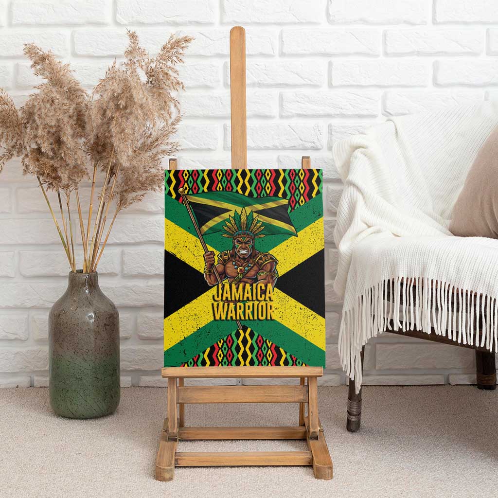 Jamaica Warrior Spirit Canvas Wall Art Tribal Fighter in Reggae Colors - Wonder Print Shop