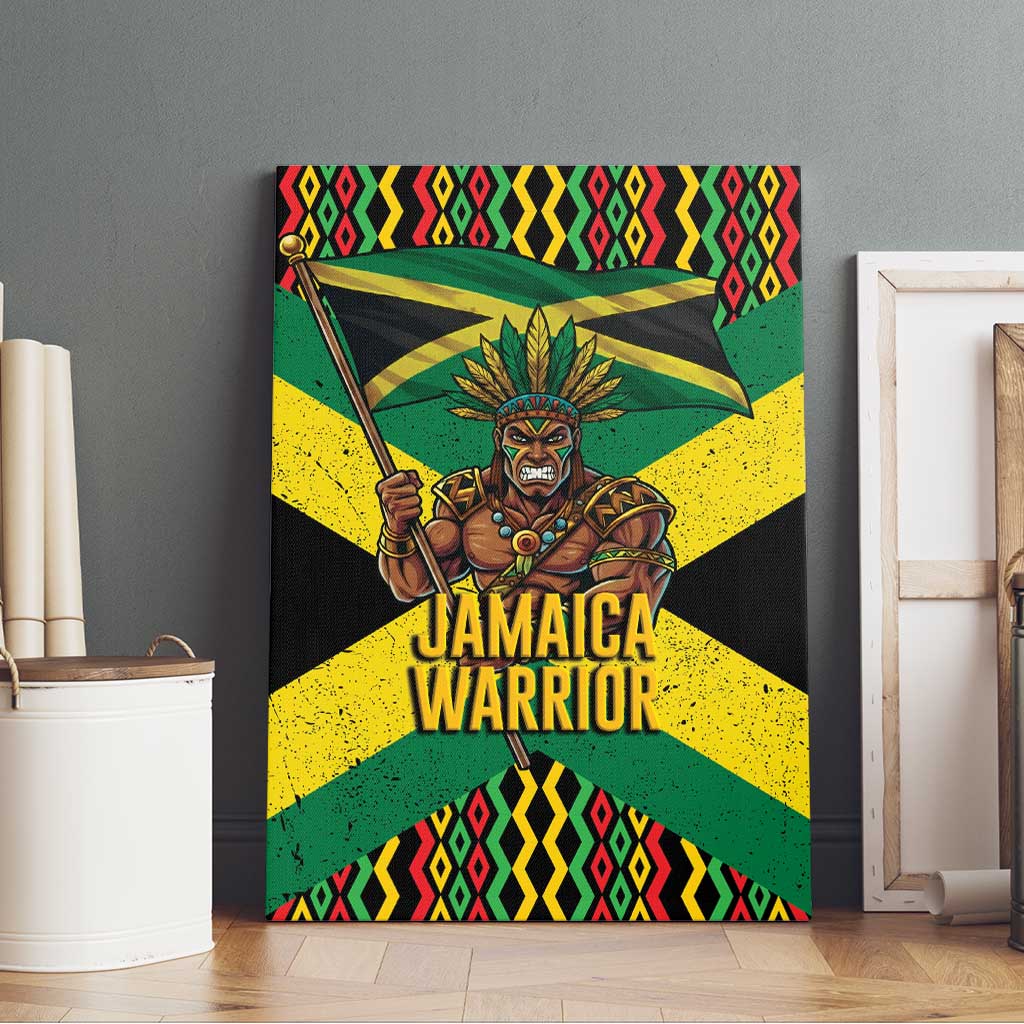 Jamaica Warrior Spirit Canvas Wall Art Tribal Fighter in Reggae Colors - Wonder Print Shop